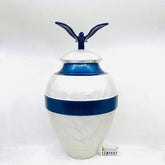 White Blue Adult cremation Urn for Ashes - Urns for Human Ashes with Angel Wings and Heart - Urn - Urn - Funeral Urn from Keepsake Company