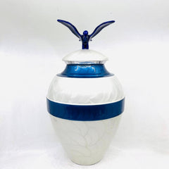 White Blue Adult cremation Urn for Ashes - Urns for Human Ashes with Angel Wings and Heart - Urn - Urn - Funeral Urn from Keepsake Company