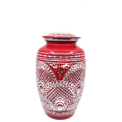 Red Highly Engraved Adult Urn - Cremation Urns for Adult Ashes - Urns for Ashes Adult Male - Urn - Urns for Human Ashes - Decorative Urn
