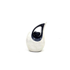 Pearl White Teardrop Mini Cremation Urn with Black Heart - Small Urn For Ashes - Mini Urns for Human Ashes - Urn for Ash from Keepsake Co.