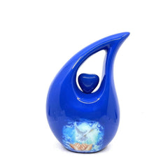 Blue Teardrop Cremation Urns for Human Ashes - Urn- Urns for Ashes (6 Inches/ 15 centimeters) Small Urns for Ashes - Personalized Urn