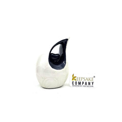 Pearl White Teardrop Mini Cremation Urn with Black Heart - Small Urn For Ashes - Mini Urns for Human Ashes - Urn for Ash from Keepsake Co.