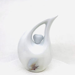 White Teardrop Cremation Urns for Human Ashes - Urn- Urns for Ashes (6 Inches/ 15 centimeters) Small Urns for Ashes - Personalized Urn