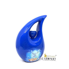 Blue Teardrop Cremation Urns for Human Ashes - Urn- Urns for Ashes (6 Inches/ 15 centimeters) Small Urns for Ashes - Personalized Urn