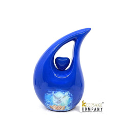 Blue Teardrop Cremation Urns for Human Ashes - Urn- Urns for Ashes (6 Inches/ 15 centimeters) Small Urns for Ashes - Personalized Urn