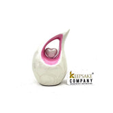 Pearl White mini Cremation Urn with Pink Heart - Small Urns for Human Ashes - Mini Urns for Human Ashes - Keepsake Urns Human Ashes