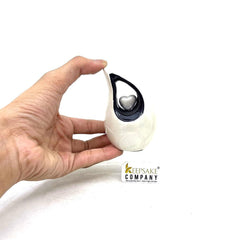 Pearl White Teardrop Mini Cremation Urn with Black Neck and White Heart - Small Urn - Mini Urns Human Ashes - Urn for Ash from Keepsake Co.