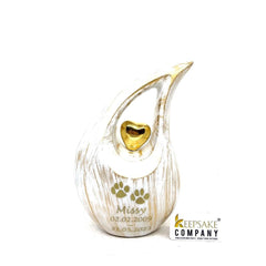 White Golden Pet Urn - Pet Urns for Dogs Ashes - Dog Urn - Dog Urns for Ashes - Urns for Dogs - Urn for Dog Ashes - Cat Urn for Ashes