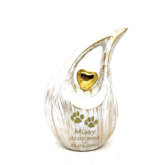 White Golden Pet Urn - Pet Urns for Dogs Ashes - Dog Urn - Dog Urns for Ashes - Urns for Dogs - Urn for Dog Ashes - Cat Urn for Ashes