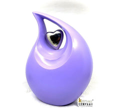Matt Purple Teardrop Urn with Silver Heart - Urns for Ashes - urns for human ashes female - Cremation Urns for Adult Ashes - Urns - Urn