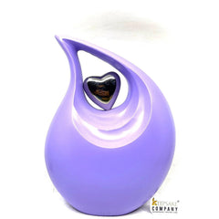 Matt Purple Teardrop Urn with Silver Heart - Urns for Ashes - urns for human ashes female - Cremation Urns for Adult Ashes - Urns - Urn