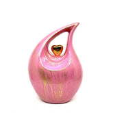 Pink Golden Teardrop Cremation urn with Golden Heart - Urn- Urns for Ashes - Medim Urn / Ash Urn - Personalized Urn (7 Inches Height)