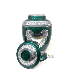 Green Cremation Urn for Ashes - Urns for Human Ashes with Angel Wings and Heart - Urn - Urn - Funeral Urn - Memorial urn by Keepsake Co