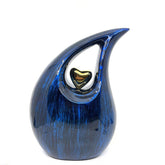 Bright Blue Black Silver Teardrop Urn - Urns for Ashes - urns for human ashes female - Cremation Urns for Adult Ashes - Urns - Urn
