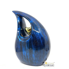 Bright Blue Black Silver Teardrop Urn - Urns for Ashes - urns for human ashes female - Cremation Urns for Adult Ashes - Urns - Urn