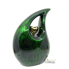 Bright Green Black Silver Teardrop Urn - Urns for Ashes - urns for human ashes female - Cremation Urns for Adult Ashes - Urns - Urn
