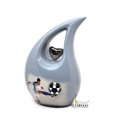 Grey Football / Soccer Teardrop Cremation Urns - Urns for Ashes - Urn - Funeral Urn - Urn for Ashes - Memorial urn - Personalized Urn