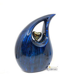Bright Blue Black Silver Teardrop Urn - Urns for Ashes - urns for human ashes female - Cremation Urns for Adult Ashes - Urns - Urn