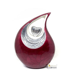 White Red / Maroon Teardrop Urn - Urns for Ashes Adult male - urns for human ashes female - Cremation Urns for Adult Ashes - Urns - Urn