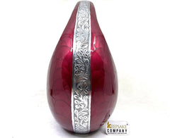 White Red / Maroon Teardrop Urn - Urns for Ashes Adult male - urns for human ashes female - Cremation Urns for Adult Ashes - Urns - Urn