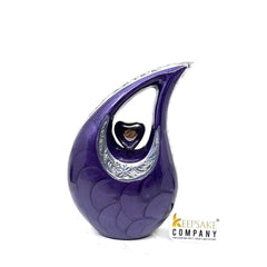 Purple Pearl Teardrop metal Cremation Urn in Medium size (6 Inches/ 15 centimeters) height - Memorial Urn - Ash Urn - Urn for Ashes - Urns