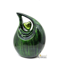 Gorgeous Green Black Teardrop Urn - Urns for Ashes Adult male - urns for human ashes female - Cremation Urns for Adult Ashes - Urns - Urn