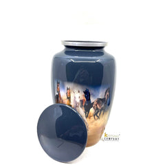 Wild Horses Blue Adult Urn - Cremation Urns for Adult Ashes - Urns for Ashes Adult Male - Urn - Urns for Human Ashes - Decorative Urn