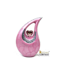 Pink Pearl Teardrop metal Cremation Urn in Medium size (6 Inches/ 15 centimeters) height - Memorial Urn - Ash Urn - Urn for Ashes - Urns
