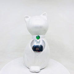 White Cat figurine Urn - Pet Urns for Cats Ashes - Urn for Cat Ashes - Urns for Ashes - Cat Urn for Ashes