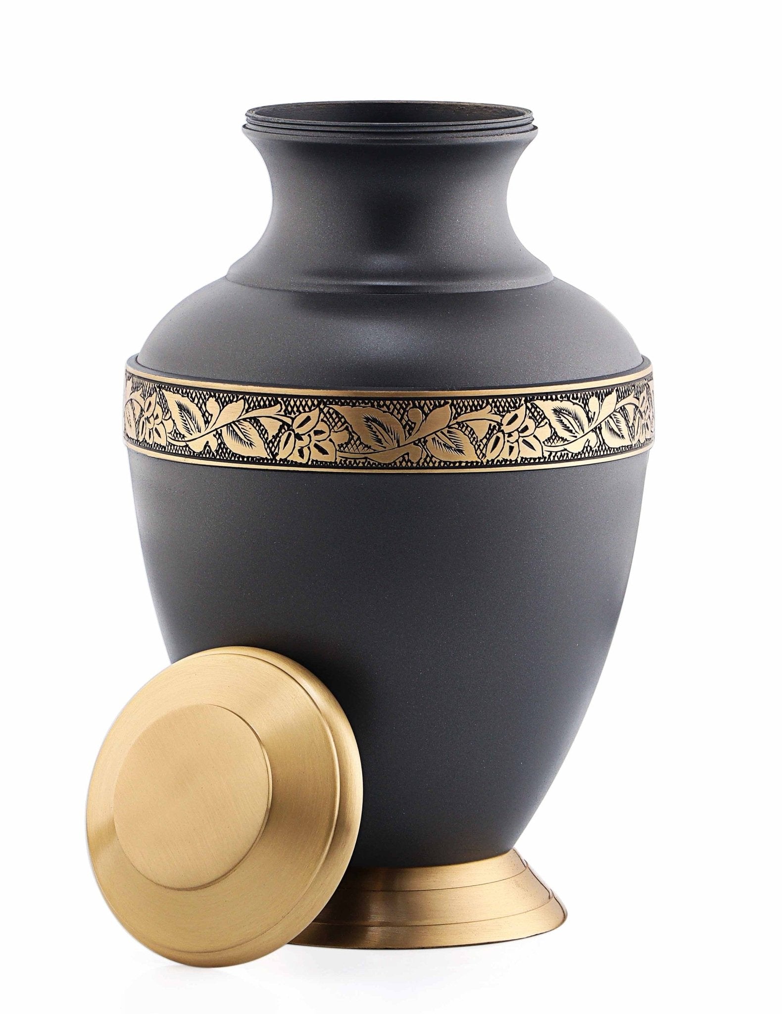 Arcadia Brown Band Adult Brass Urn - teardropurns.com