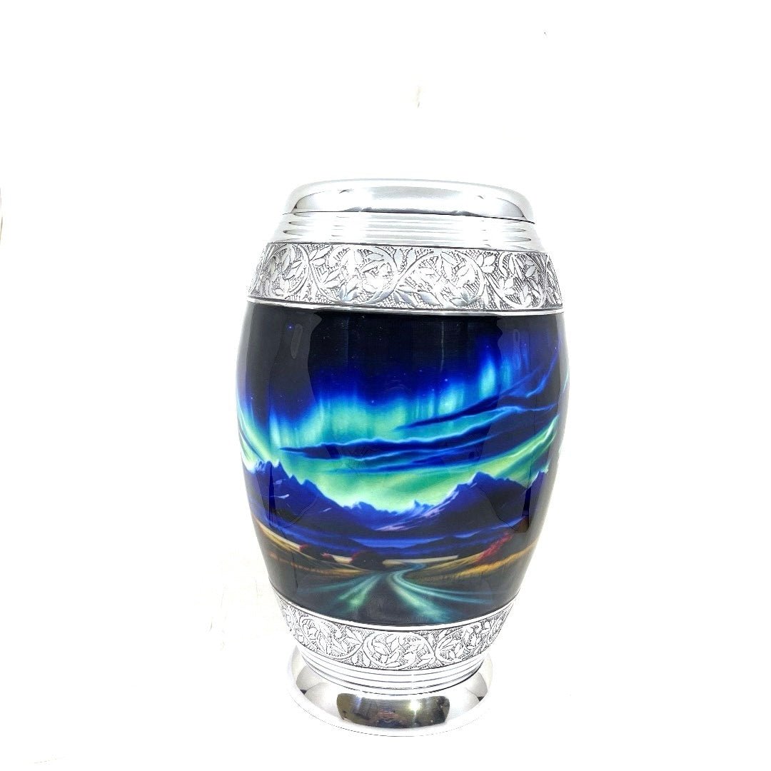 Aurora Borealis Funeral Urn - Northern Light Cremation urn for Human Ash - Urn for Ashes Male - Urn - Decorative Urns - Burial Urn - Urns - teardropurns.com