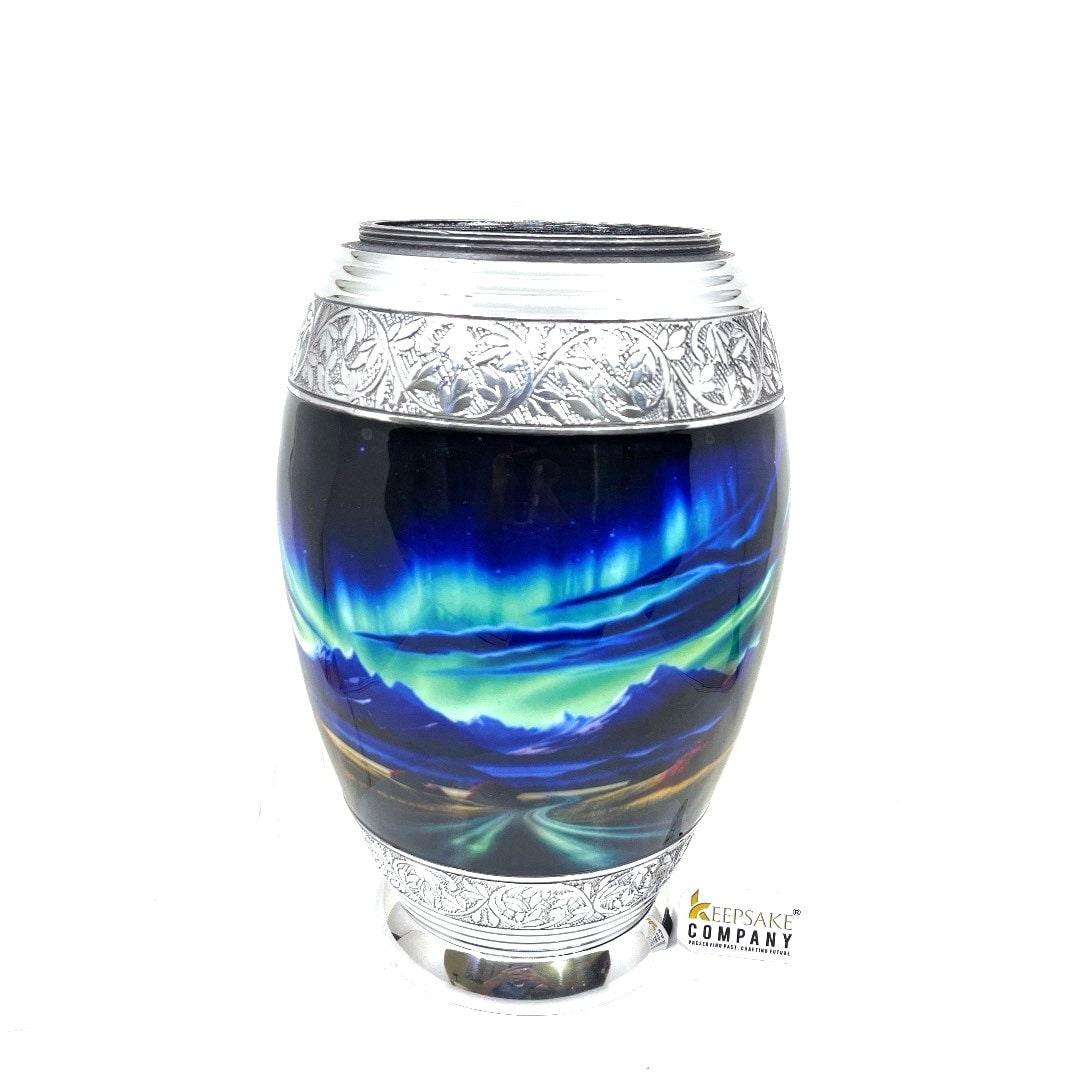 Aurora Borealis Funeral Urn - Northern Light Cremation urn for Human Ash - Urn for Ashes Male - Urn - Decorative Urns - Burial Urn - Urns - teardropurns.com