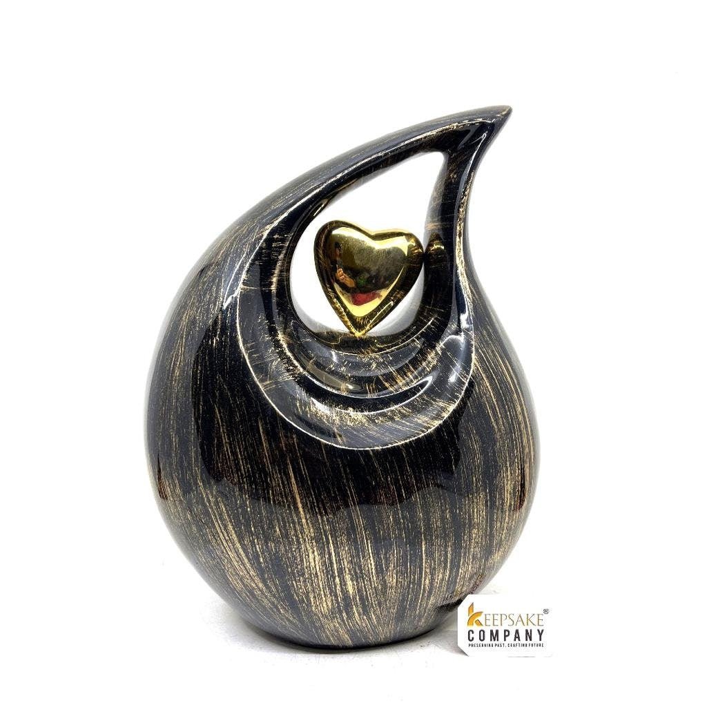 Beautiful Black Golden Teardrop Urn - Urns for Ashes Adult male - urns for human ashes female - Cremation Urns for Adult Ashes - Urns - Urn - teardropurns.com