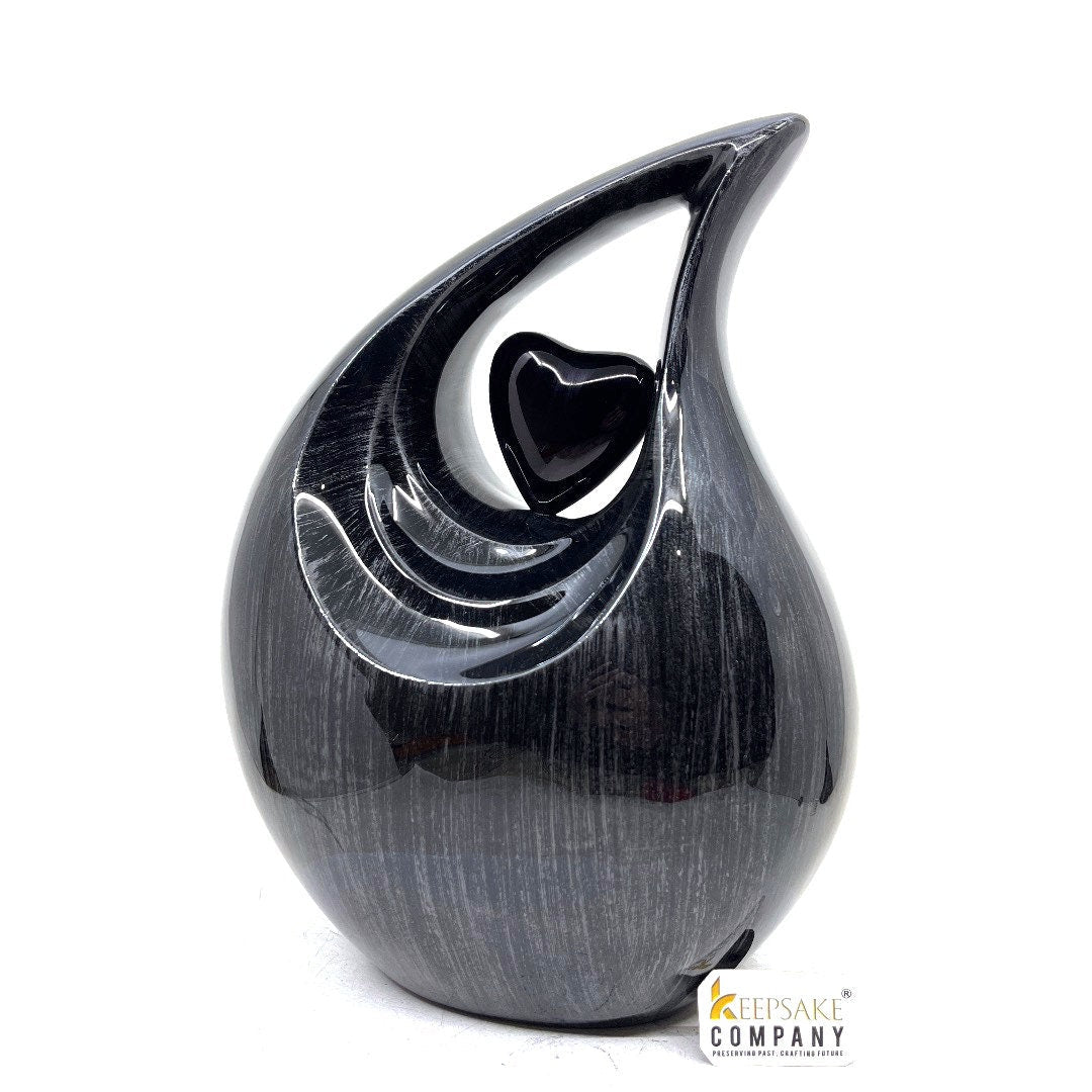 Beautiful Black Silver Teardrop Urn - Urns for Ashes Adult male - urns for human ashes female - Cremation Urns for Adult Ashes - Urns - Urn - teardropurns.com