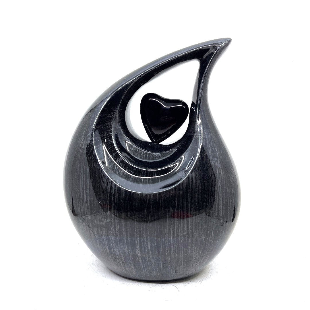 Beautiful Black Silver Teardrop Urn - Urns for Ashes Adult male - urns for human ashes female - Cremation Urns for Adult Ashes - Urns - Urn - teardropurns.com