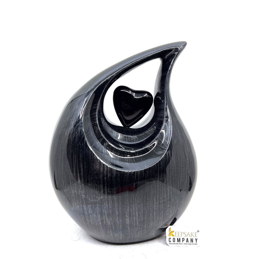 Beautiful Black Silver Teardrop Urn - Urns for Ashes Adult male - urns for human ashes female - Cremation Urns for Adult Ashes - Urns - Urn - teardropurns.com