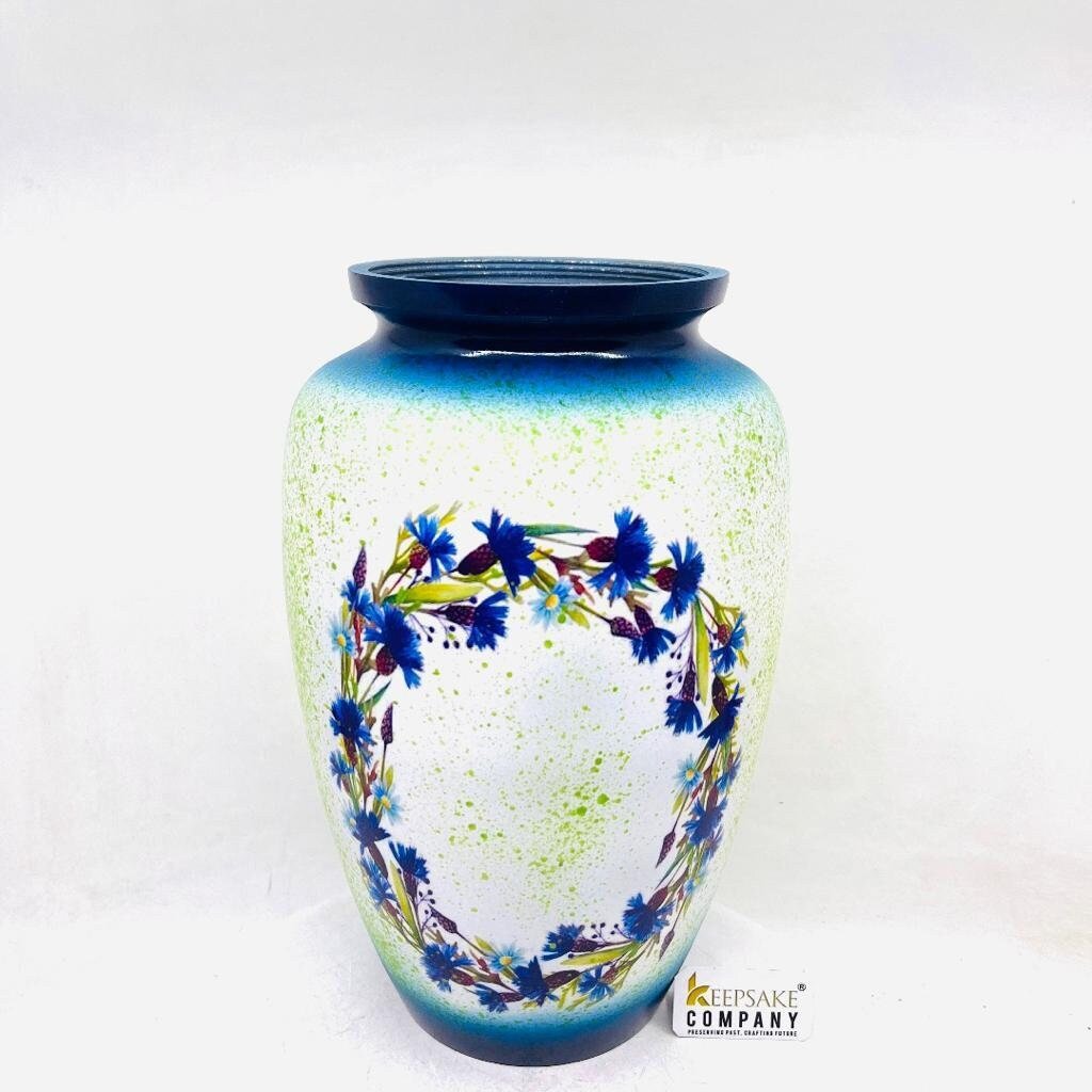 Beautiful Blue Green Cremation Urn for Human Ash / Urns for Ashes / Keepsake Urns / Funeral Urn / Memorial Urn / Personalized Urn - teardropurns.com