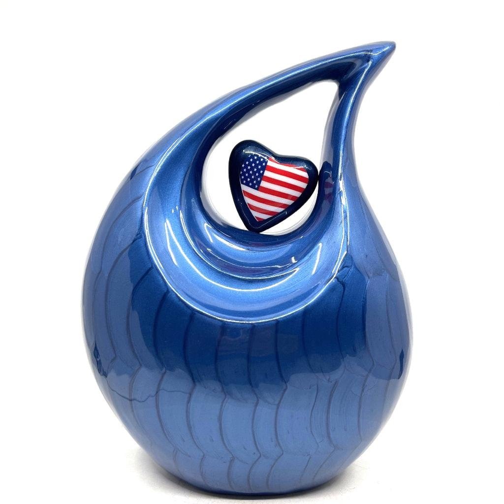 Beautiful Blue Patriotic Urn - Urns for Ashes Adult male - urns for human ashes female - Cremation Urns for Adult Ashes - Urns - Urn - teardropurns.com