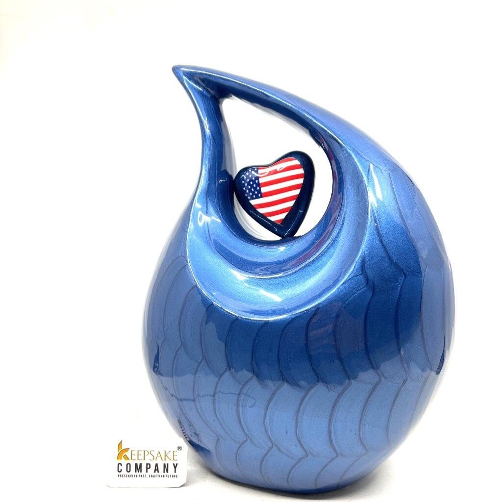 Beautiful Blue Patriotic Urn - Urns for Ashes Adult male - urns for human ashes female - Cremation Urns for Adult Ashes - Urns - Urn - teardropurns.com