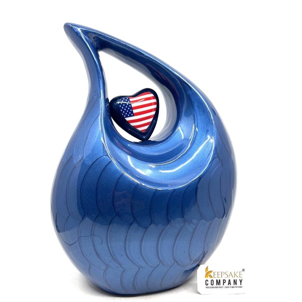 Beautiful Blue Patriotic Urn - Urns for Ashes Adult male - urns for human ashes female - Cremation Urns for Adult Ashes - Urns - Urn - teardropurns.com