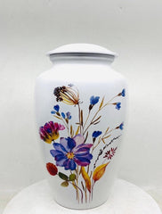 Beautiful White Flower Cremation Urn for Adult Ashes / Urns for Ashes Adult Male / Can be Engraved from Keepsake Company - teardropurns.com