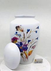 Beautiful White Flower Cremation Urn for Adult Ashes / Urns for Ashes Adult Male / Can be Engraved from Keepsake Company - teardropurns.com