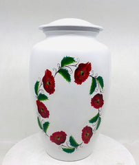 Beautiful White, Red & Green Cremation Urn for Human Ash / Urns for Ashes / Keepsake Urns / Funeral Urn / Memorial Urn / Personalized Urn - teardropurns.com