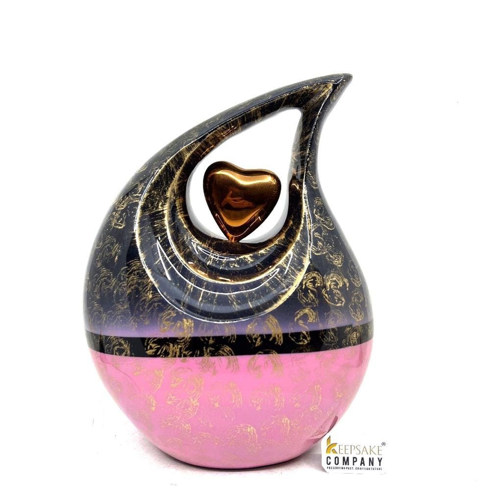 Black and Pink Teardrop Urn - Urns for Ashes - urns for human ashes - Cremation Urns for Adult Ashes - Memorial Urn - Personalized Urn - teardropurns.com