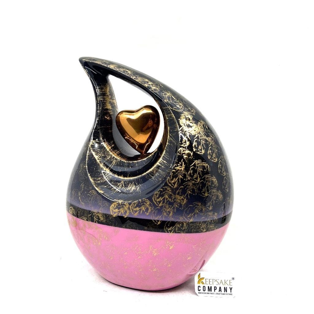 Black and Pink Teardrop Urn - Urns for Ashes - urns for human ashes - Cremation Urns for Adult Ashes - Memorial Urn - Personalized Urn - teardropurns.com