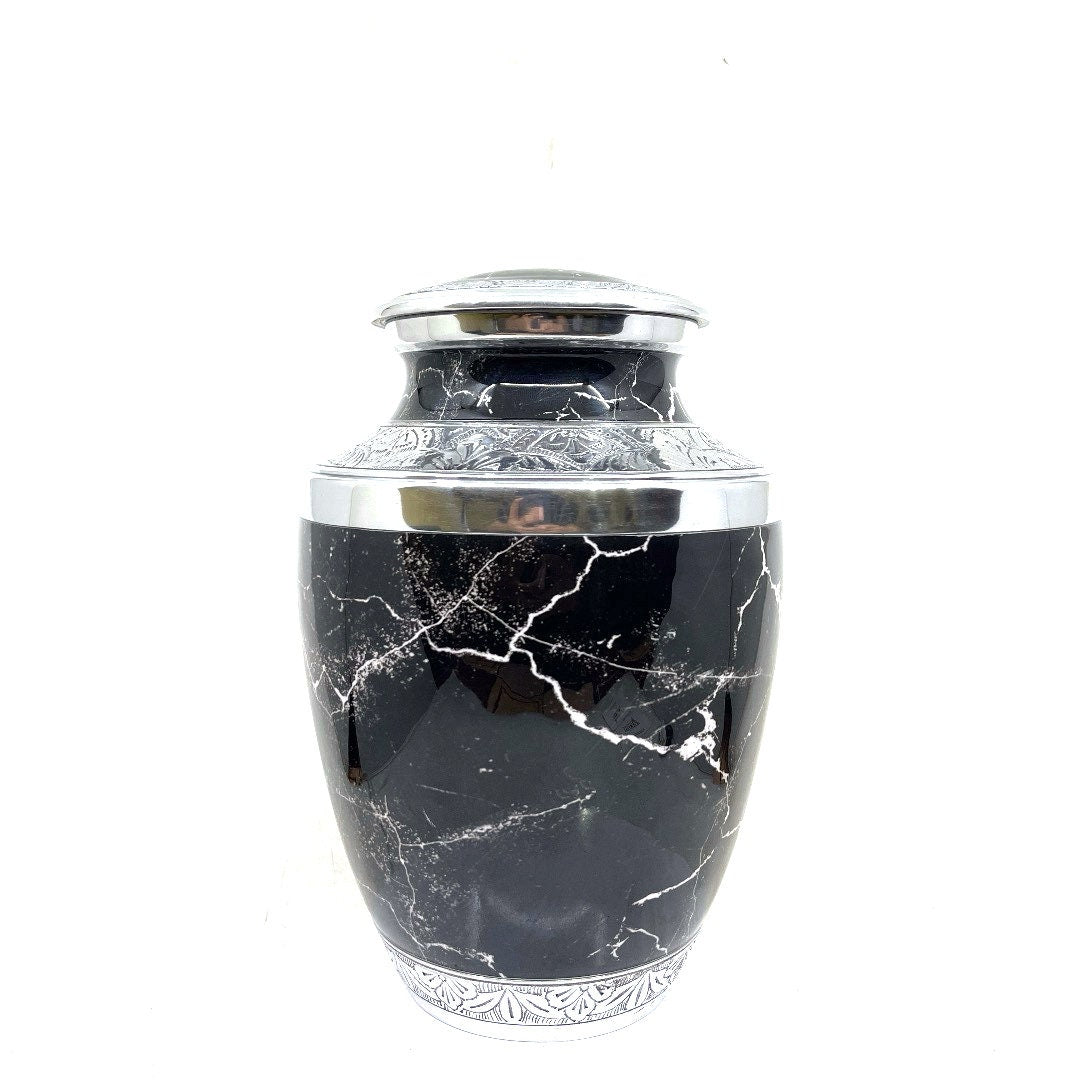 Black and white Marble cremation urn for the ashes - Urns for Human Ash - Urn for Ashes Male - Urn - Decorative Urns - Burial Urn - Urns - teardropurns.com