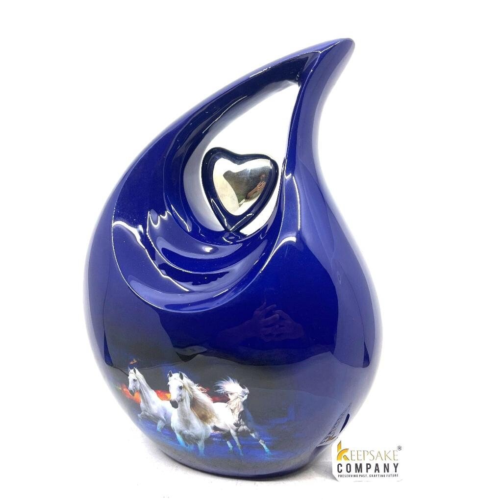 Black Blue Horse Teardrop Cremation Urns for Ashes - Urns for Ashes - Urn - Funeral Urn - Urn for Ashes - Memorial urn - Personalized Urn - teardropurns.com