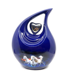 Black Blue Horse Teardrop Cremation Urns for Ashes - Urns for Ashes - Urn - Funeral Urn - Urn for Ashes - Memorial urn - Personalized Urn - teardropurns.com