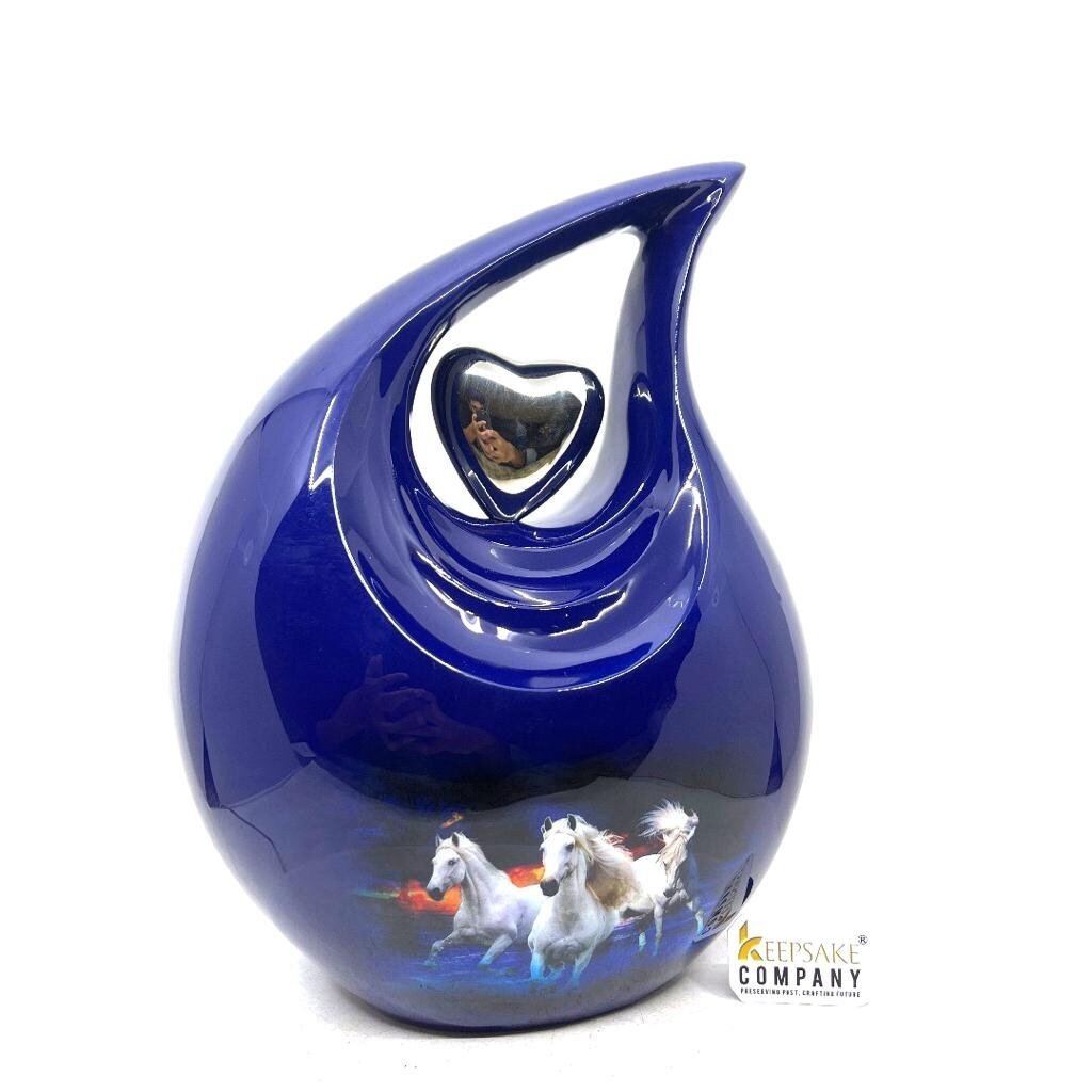 Black Blue Horse Teardrop Cremation Urns for Ashes - Urns for Ashes - Urn - Funeral Urn - Urn for Ashes - Memorial urn - Personalized Urn - teardropurns.com