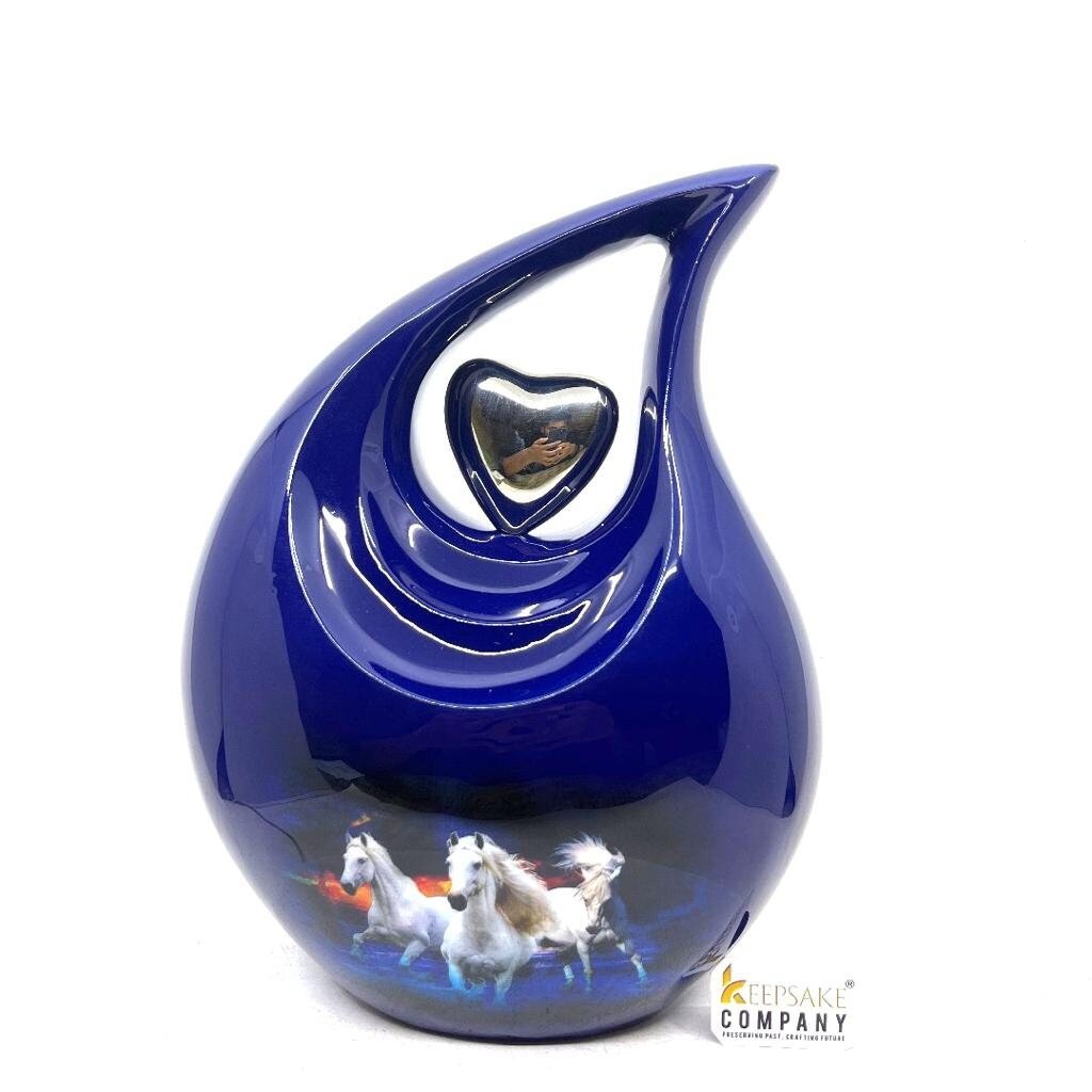 Black Blue Horse Teardrop Cremation Urns for Ashes - Urns for Ashes - Urn - Funeral Urn - Urn for Ashes - Memorial urn - Personalized Urn - teardropurns.com